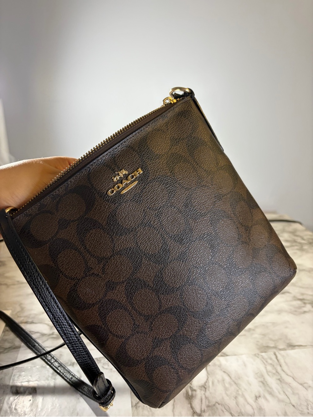 Coach Brown Signature Crossbody with Black Strap - Picture 8 of 11